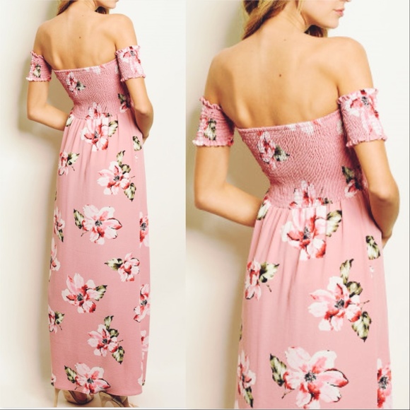 DRESS MAXI FLORAL PINK FLORAL DRESS - Picture 2 of 4